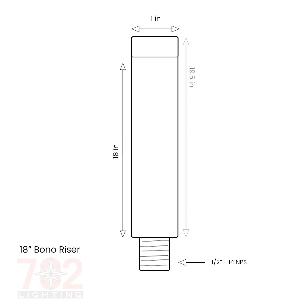 BONO Riser • 3 to 18in • Brass - Riser from 702 Lighting in Las Vegas