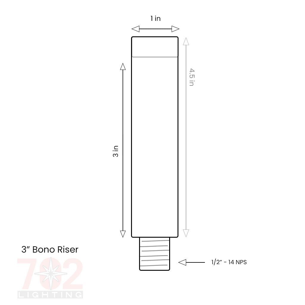 BONO Riser • 3 to 18in • Brass - Riser from 702 Lighting in Las Vegas