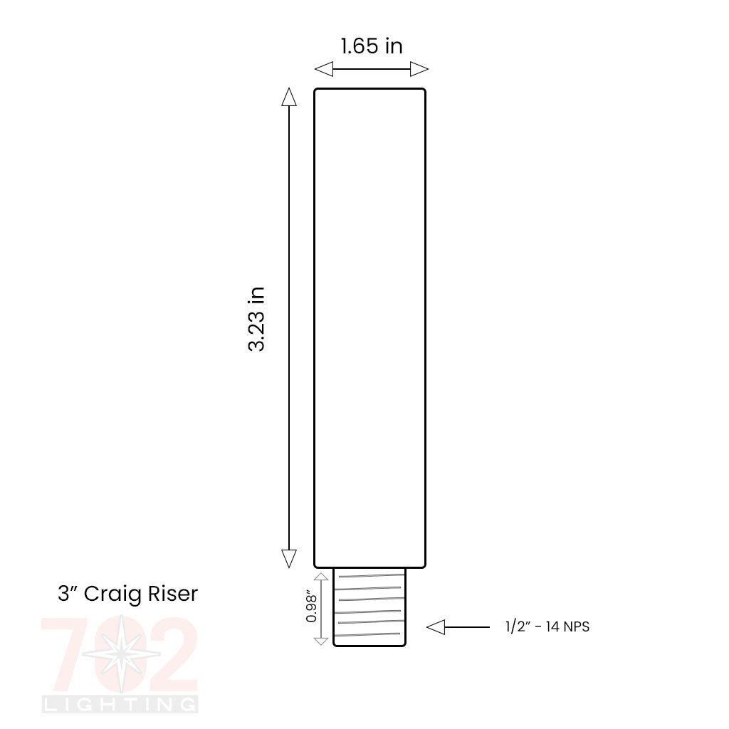 CRAIG Riser (1.65" Diameter) • 3 to 24in • Brass - Riser from 702 Lighting in Las Vegas