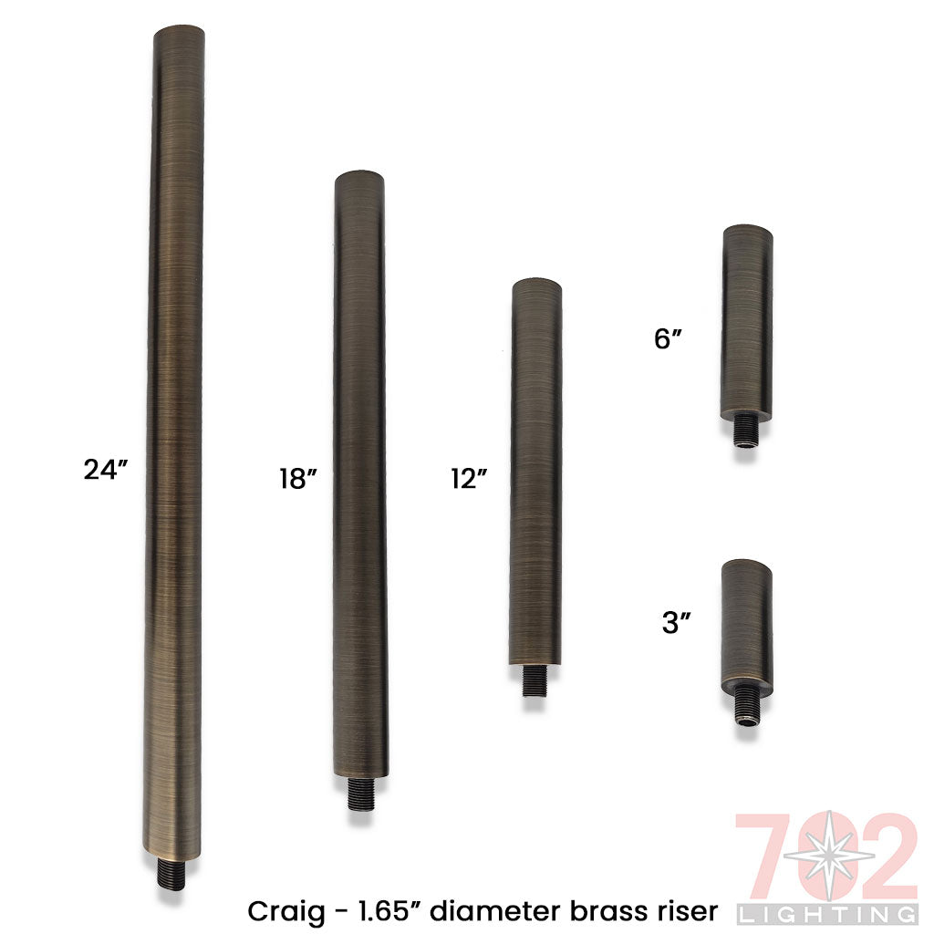 CRAIG Riser (1.65" Diameter) • 3 to 24in • Brass - Riser from 702 Lighting in Las Vegas