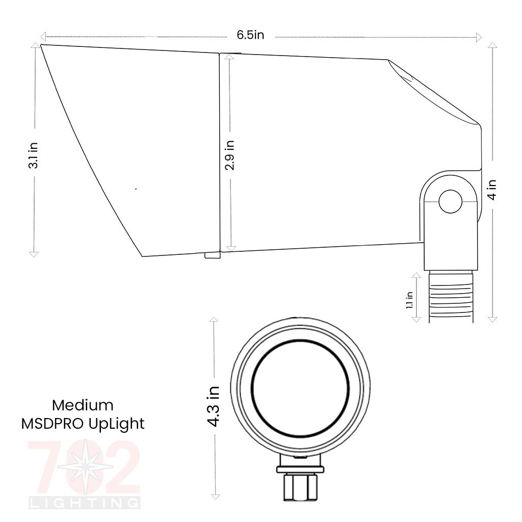Medium MSDPRO / CCT Adjustable Brass Uplight • 13W, 2700/3000K • 20° Beam - MSDPRO Uplight from 702 Lighting in Las Vegas
