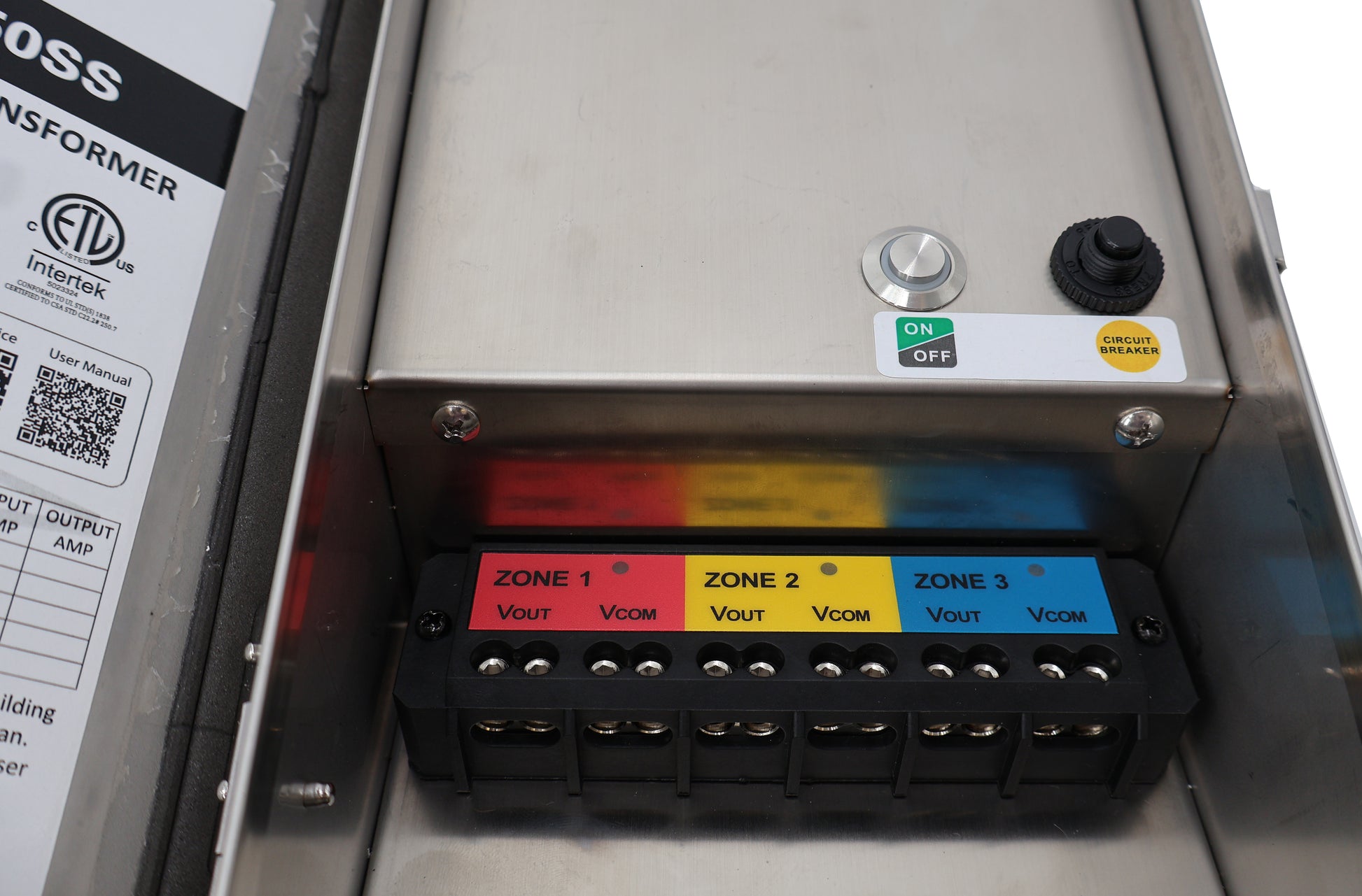 alfred transformer 150w three zones, on and off button and circuit breaker