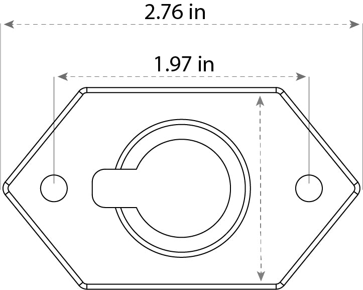 702 Lighting Mini Mounting Bracket top view dimensions, for Landscape Lighting. Antique Brass, 1/2" npt threads. 