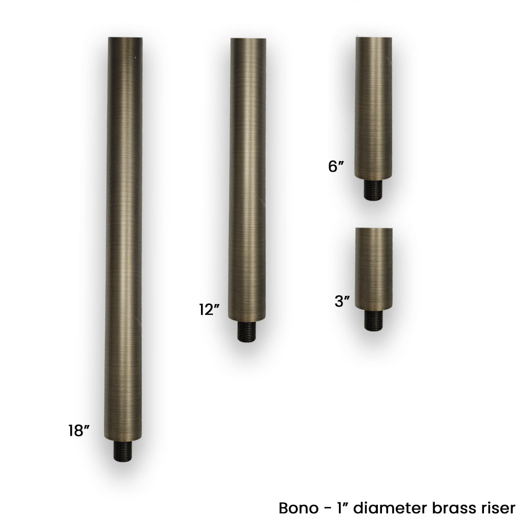 Bono Brass Riser in 18, 12, 6 and 3 inch lengths from 702 lighting